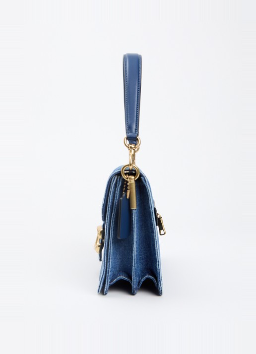 Coach Chain Tabby schoudertas van denim met kalfsleren details - detail 3 indigo