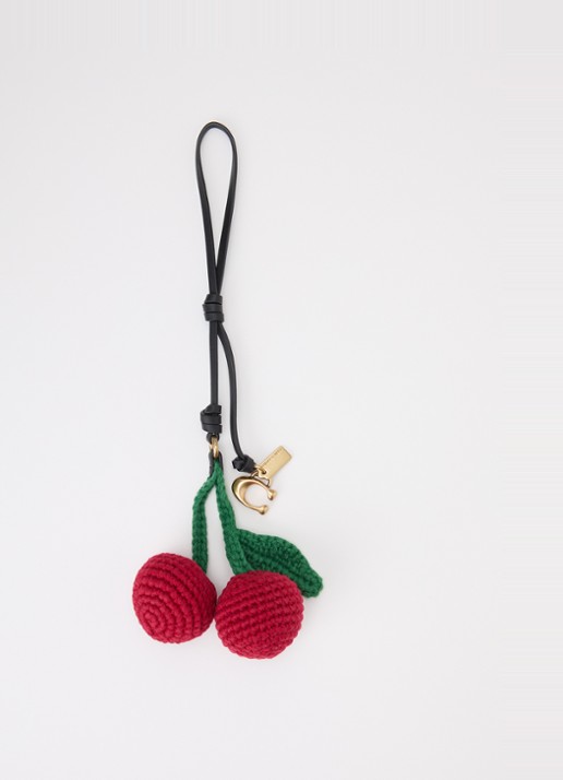 Coach Cherry tasbedel van crochet met details van leer