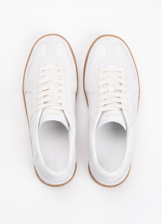 Coach Ellis sneaker van leer met suède details - detail 3 gebroken wit