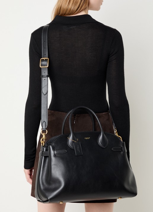 Coach Empire handtas van leer met afneembare schouderriem - voorkant 6 zwart