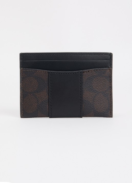 Coach Essential pasjeshouder met logoprint - achterkant donkerbruin
