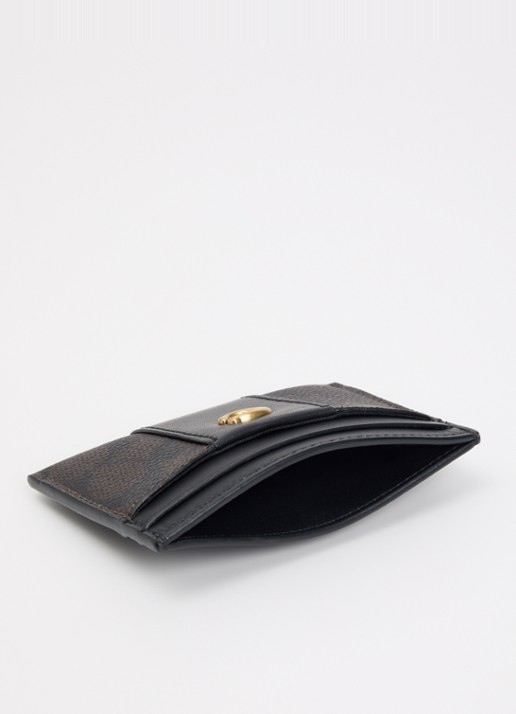 Coach Essential pasjeshouder met logoprint - voorkant 3 donkerbruin