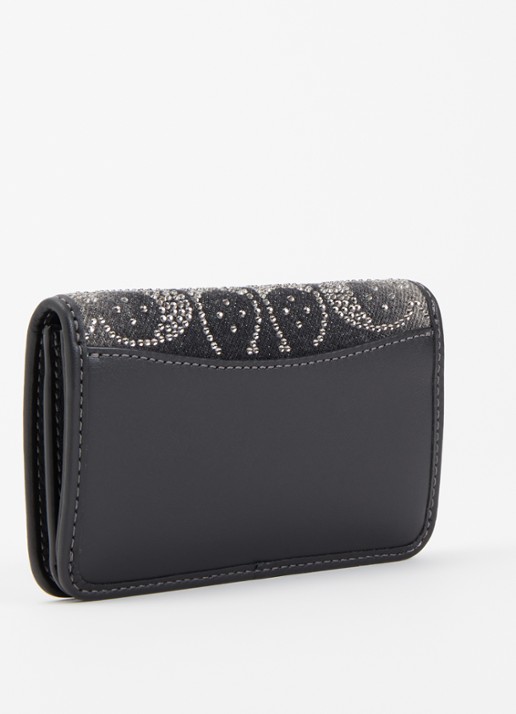 Coach Essiential portemonnee van leer met strass  - achterkant 2 zwart