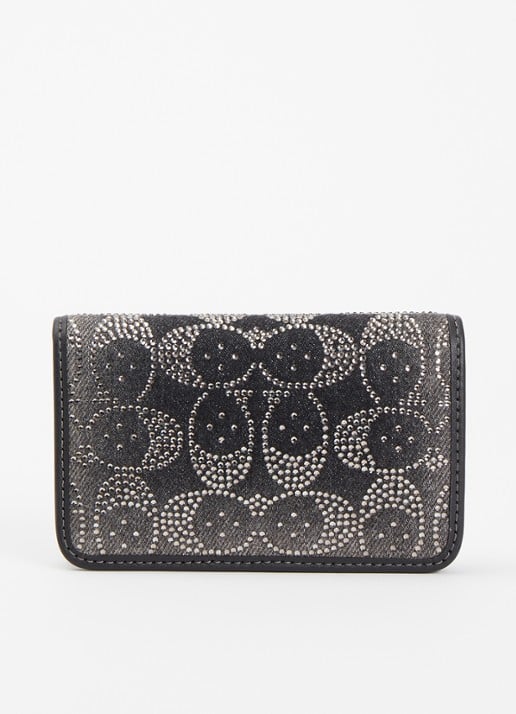 Coach Essiential portemonnee van leer met strass  - voorkant zwart