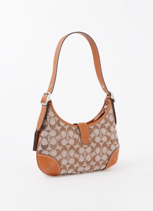 Coach Hamptons schoudertas van leer met strass - achterkant 3 oranjebruin