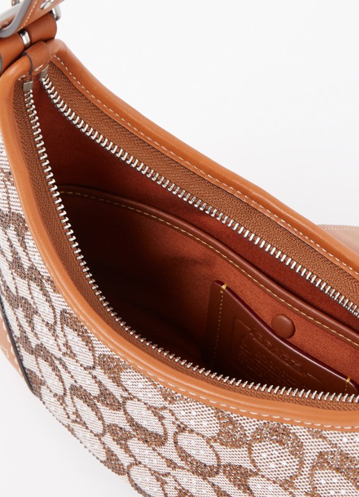 Coach Hamptons schoudertas van leer met strass - detail oranjebruin