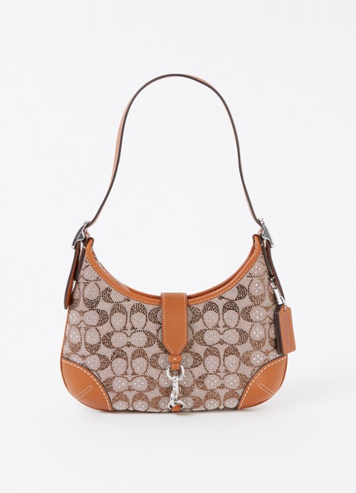Coach Hamptons schoudertas van leer met strass - voorkant 4 oranjebruin