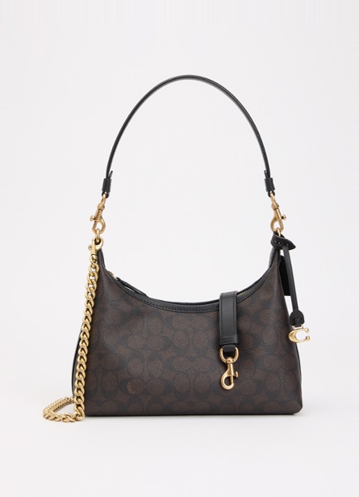 Coach Juliet 25 schoudertas met logoprint en afneembare schouderriem - voorkant 5 donkerbruin