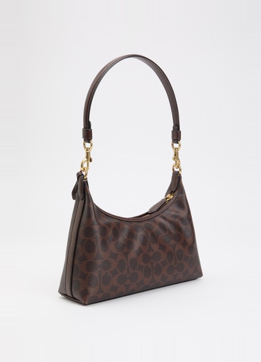 Coach Juliet 25 schoudertas van leer met logoprint - achterkant donkerbruin