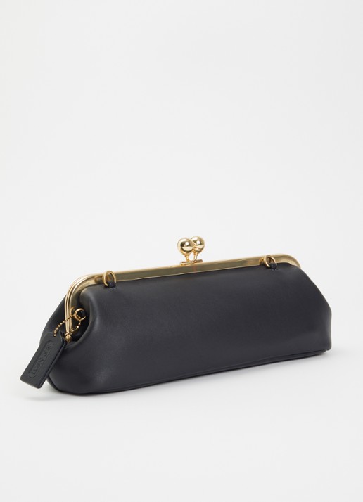 Coach Kisslock Frame 30 clutch van leer met afneembare schouderriem - achterkant 4 zwart