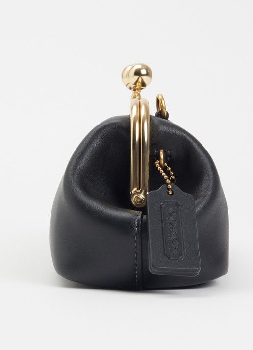 Coach Kisslock Frame 30 clutch van leer met afneembare schouderriem - detail 2 zwart