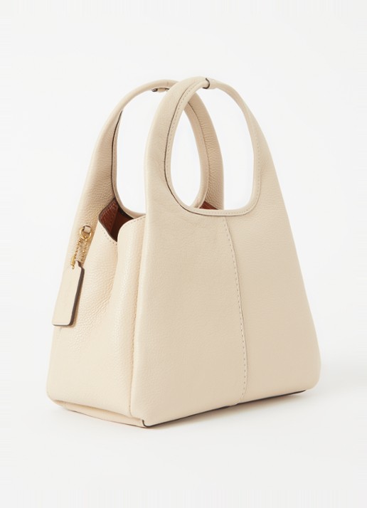 Coach Lana handtas van leer met logo - achterkant 3 creme