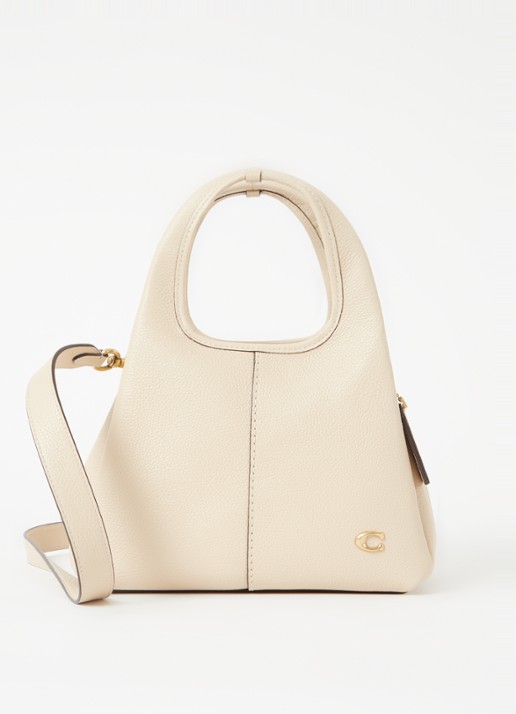 Coach Lana handtas van leer met logo - voorkant 4 creme
