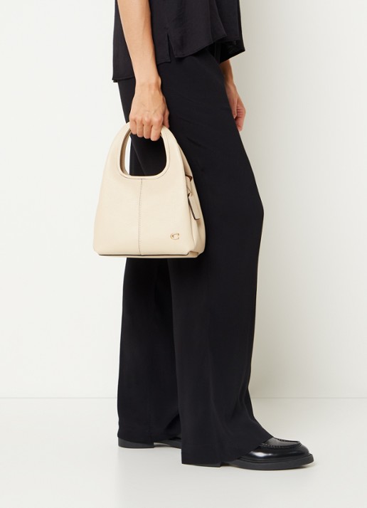 Coach Lana handtas van leer met logo - voorkant 5 creme