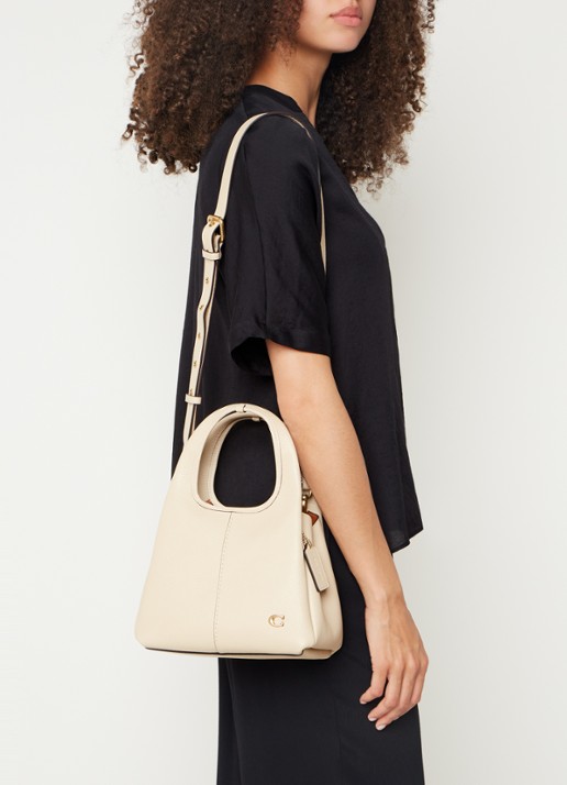 Coach Lana handtas van leer met logo - voorkant 6 creme