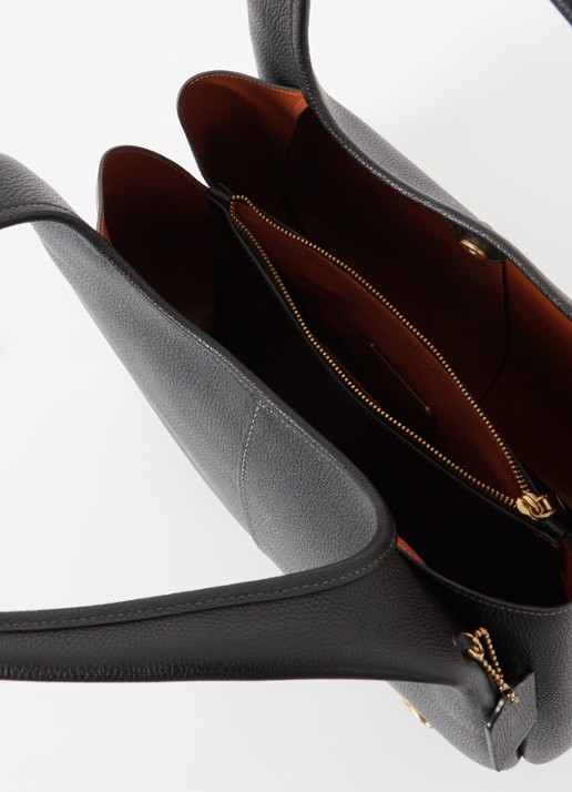 Coach Lana schoudertas van leer met logo - detail zwart