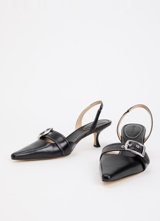 Coach Margot slingback van leer met gespdetail - detail 2 zwart