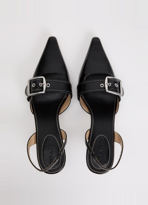 Coach Margot slingback van leer met gespdetail - detail 3 zwart
