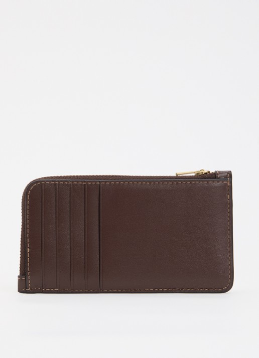 Coach New York portemonnee van leer met logo  - achterkant 3 donkerbruin
