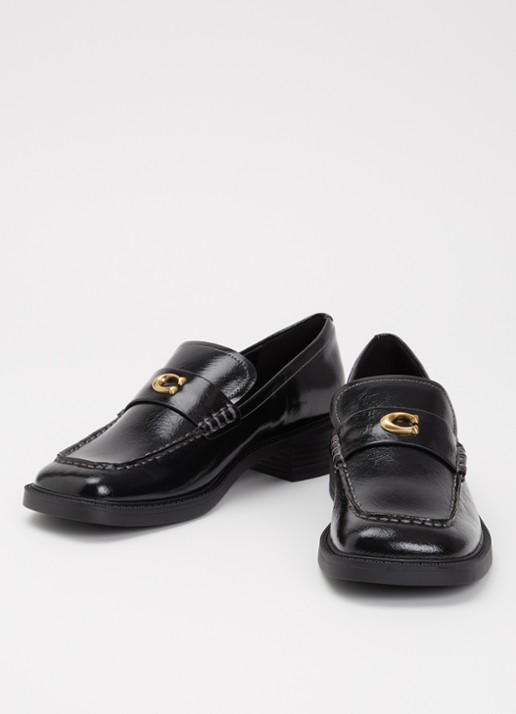 Coach Penny loafer van lakleer met structuur - detail zwart