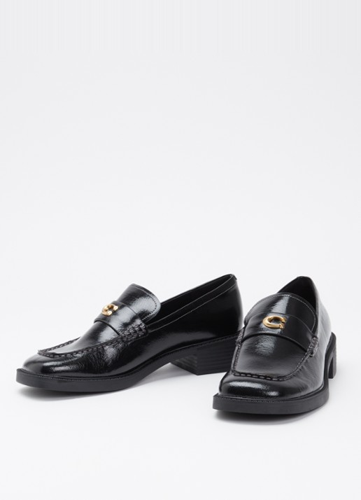 Coach Penny loafer van lakleer met structuur - detail 4 zwart