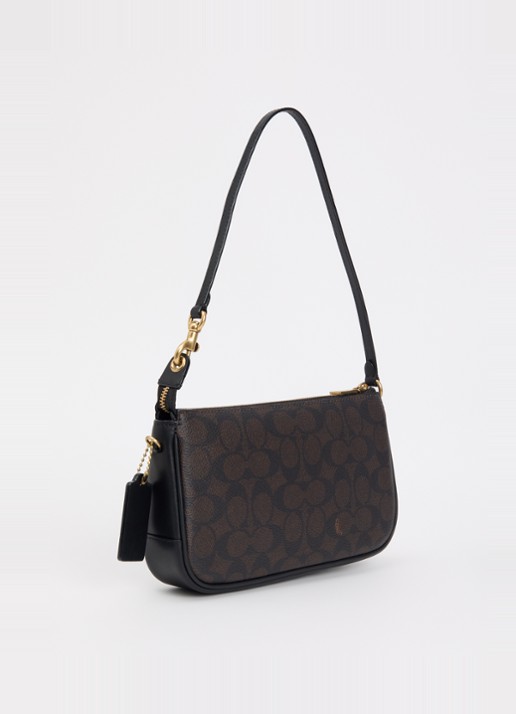 Coach Plaza schoudertas met logoprint - achterkant 2 donkerbruin