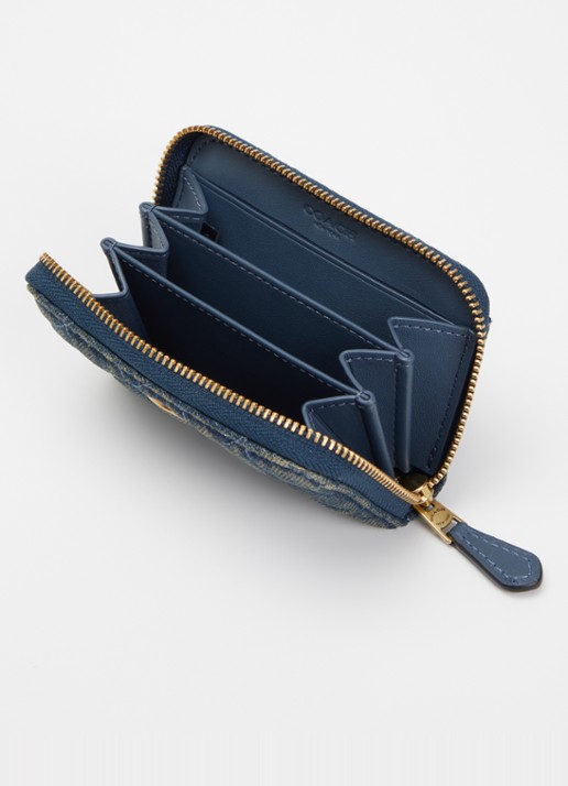 Coach Ritsportemonnee van denim - voorkant 2 indigo