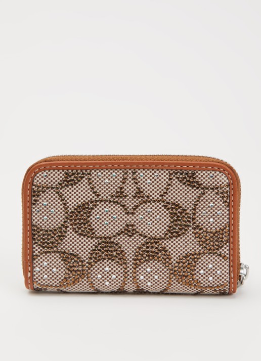 Coach Small pasjeshouder met logoprint en strass - achterkant kastanjebruin