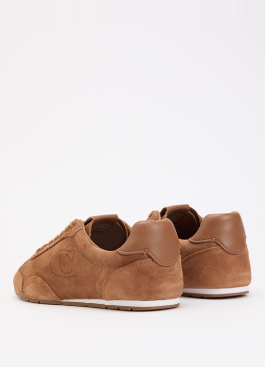 Coach Sneaker van suède met details van leer - achterkant 4 cognac