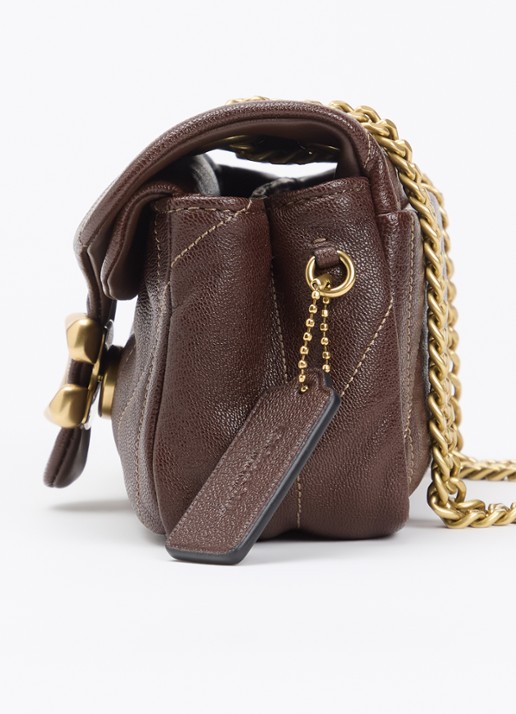 Coach Soft Tabby 20 schoudertas van leer met quiltpatroon - detail 3 bordeauxrood