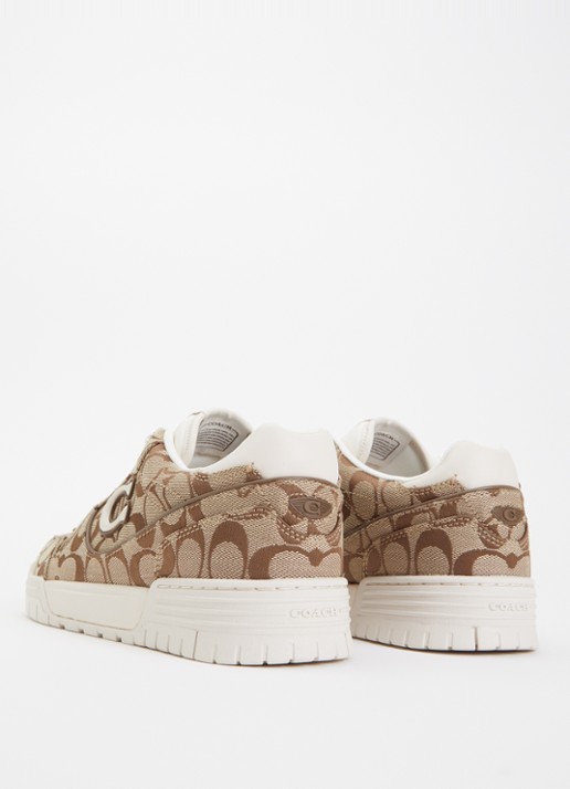 Coach SoHo sneaker met logoprint en details van satijn - achterkant gebroken wit