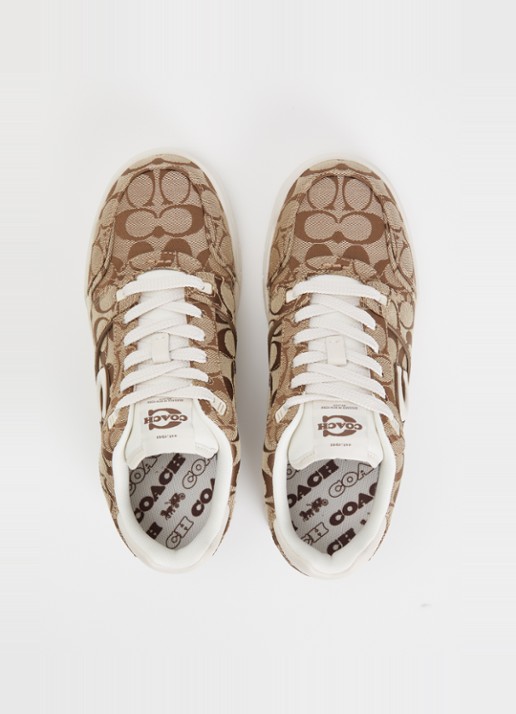 Coach SoHo sneaker met logoprint en details van satijn - detail 4 gebroken wit