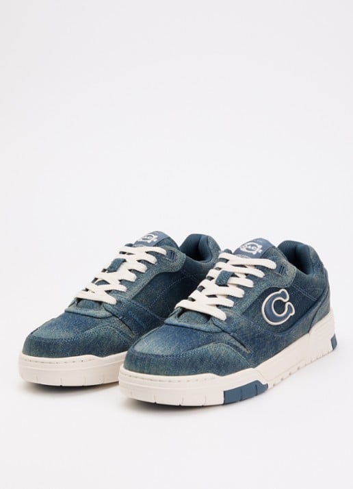Coach Soho sneaker van denim met logo - detail indigo
