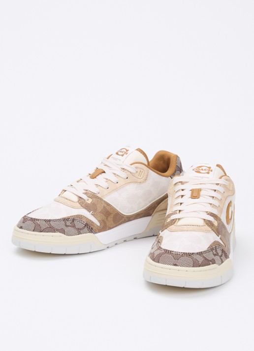 Coach Soho sneaker van leer met logoprint - detail 2 beige