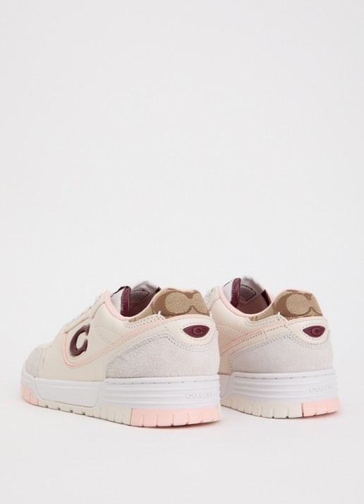 Coach Soho sneaker van leer met suède details en jacquard dessin - achterkant creme