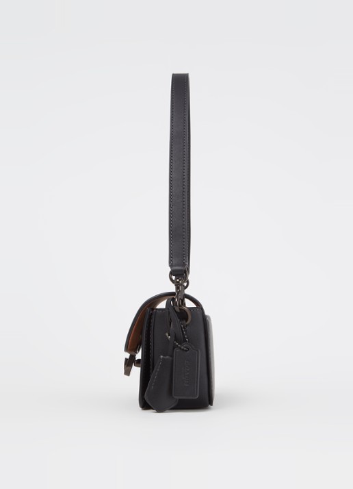 Coach Studio Baguette schoudertas van leer met logo - detail 2 zwart