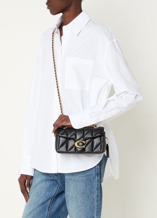 Coach Tabby 20 schoudertas van leer met quiltpatroon - voorkant 2 zwart