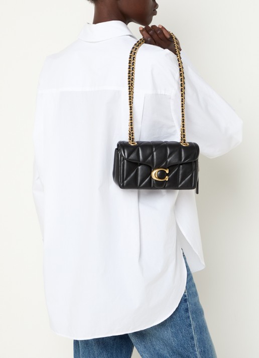 Coach Tabby 20 schoudertas van leer met quiltpatroon - voorkant 3 zwart