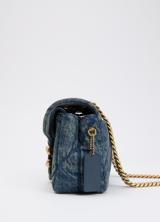 Coach Tabby 26 schoudertas van denim met quilt patroon - detail 2 indigo