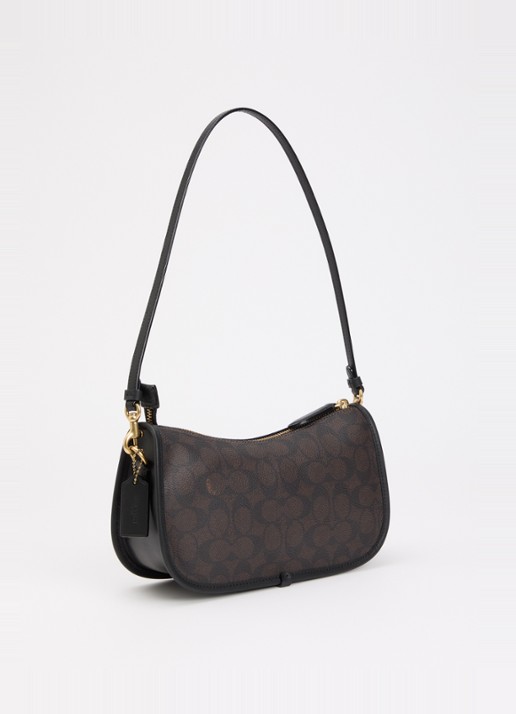 Coach Waverly schoudertas met logoprint en afneembare schouderriem - achterkant 5 donkerbruin