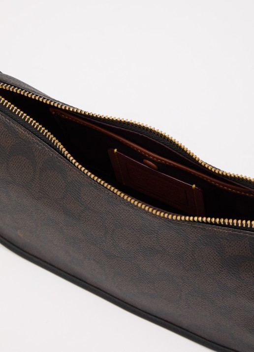 Coach Waverly schoudertas met logoprint en afneembare schouderriem - detail 2 donkerbruin