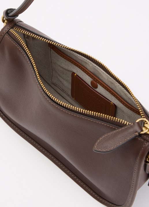 Coach Waverly schoudertas van leer met afneembare schouderriem - detail 2 donkerbruin