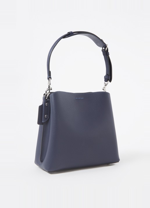 Coach Willow Bucket schoudertas van leer met afneembare schouderriem - achterkant 3 donkerblauw