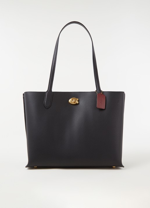 Coach Willow schoudertas van leer - voorkant 4 zwart