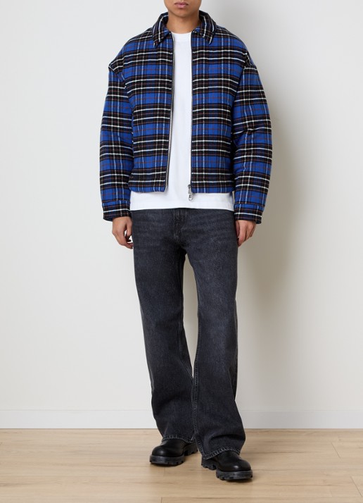 Cole Buxton Gewatteerd overshirt met ruitdessin - voorkant 6 kobaltblauw