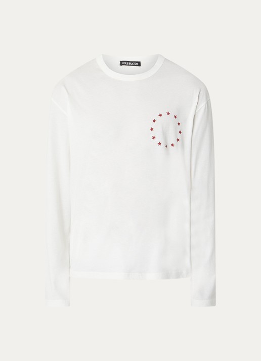 Cole Buxton Longsleeve met logo- en backprint - voorkant 3 gebroken wit