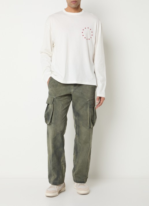 Cole Buxton Longsleeve met logo- en backprint - voorkant 4 gebroken wit