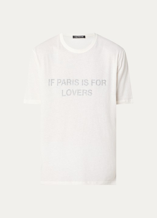 Cole Buxton Paris Texas T-shirt met front- en backprint - voorkant 2 ivoor
