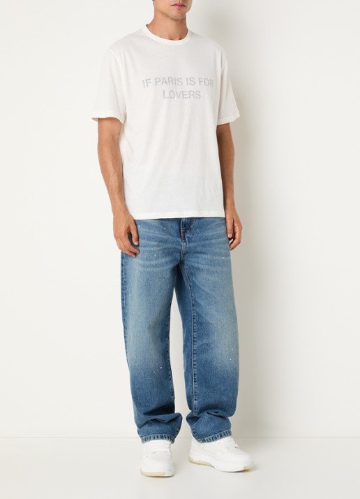 Cole Buxton Paris Texas T-shirt met front- en backprint - voorkant 3 ivoor