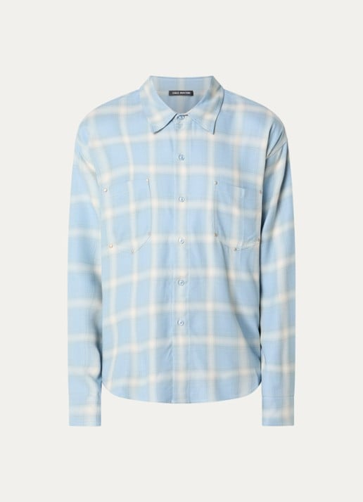 Cole Buxton Regular fit overhemd met ruitdessin - voorkant blauw